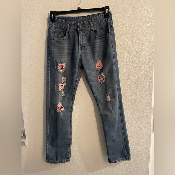 Leyisi men’s jeans with red lining inside size 29 - Picture 1 of 5